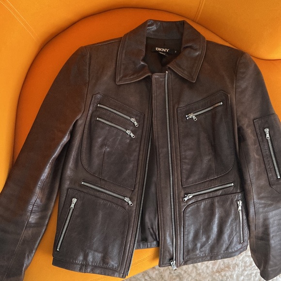 DKNY leather zipper motto jacket - Picture 9 of 9
